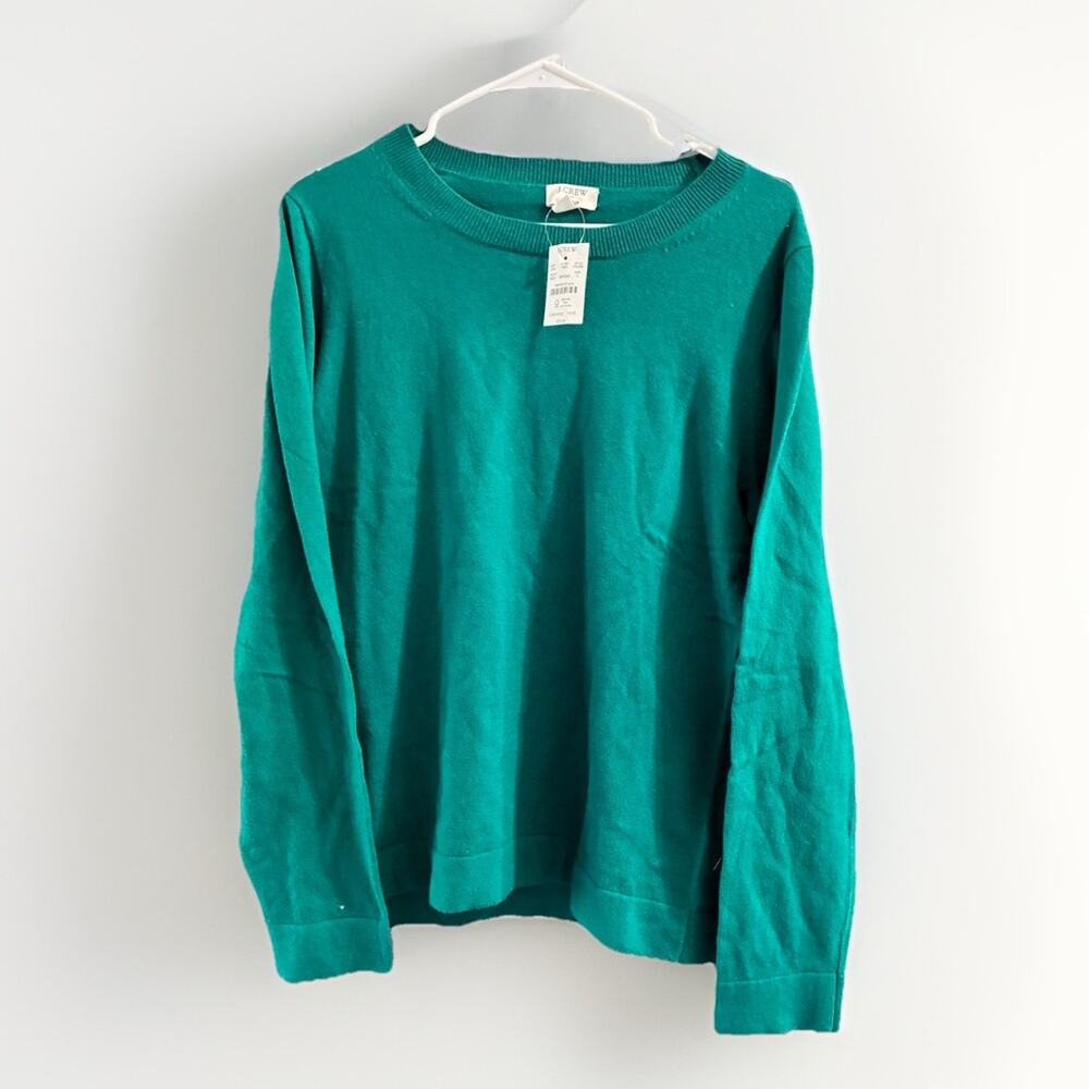 J Crew Cotton Wool Blend Teddie Sweater F5199 sz Large Emerald Green